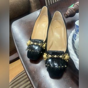 Christian Louboutin Kiltie fringe stud block heel EU 40